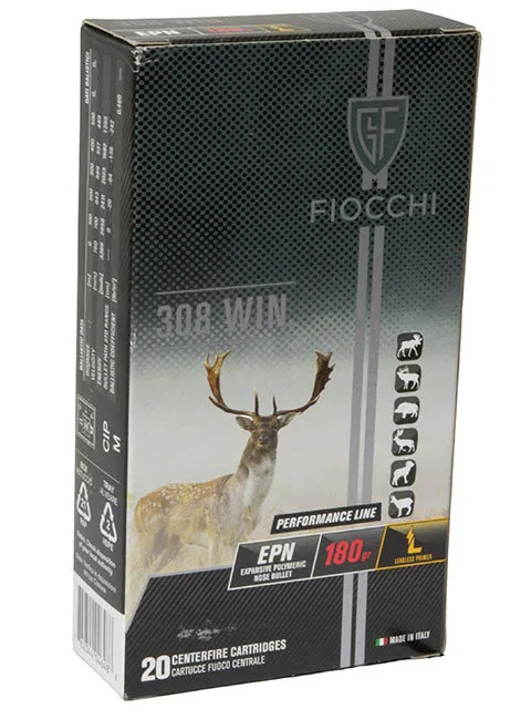 Náboj Fiocchi .308 Winchester EPN 180 gr – lovecké střelivo s polymerovou špičkou