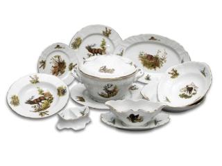 Porcelánová jídelní souprava Bernadotte myslivecká 1011 25d. - Concordia