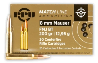 PPU 8mm MAUSER MATCH /8x57J / 12,96 g FMJ