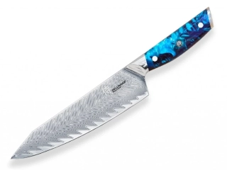 H164 Kuchyňský nůž Dellinger Resin Future Blue Kiritsuke 20,5 cm